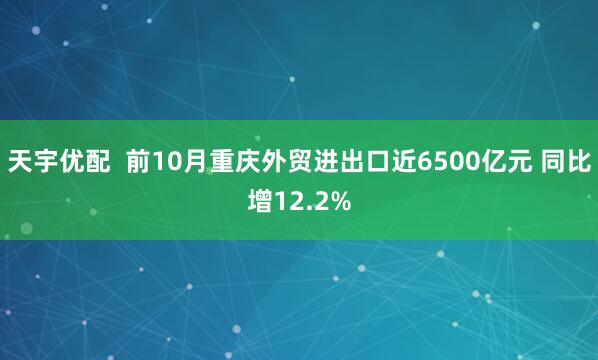 天宇优配  前10月重庆外贸进出口近6500亿元 同比增12.2%